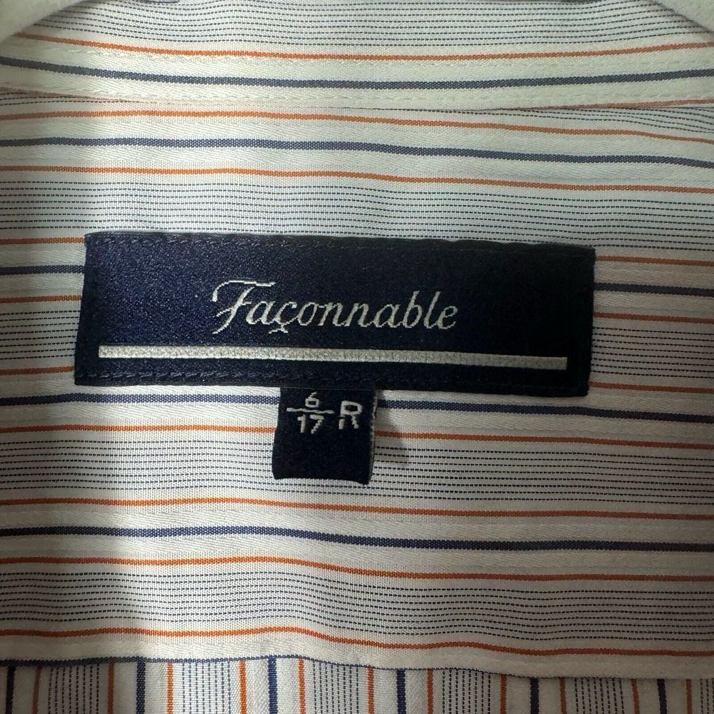Faconnable Shirt‎ Mens 6 17 R French Designer Business Casual Striped Luxury